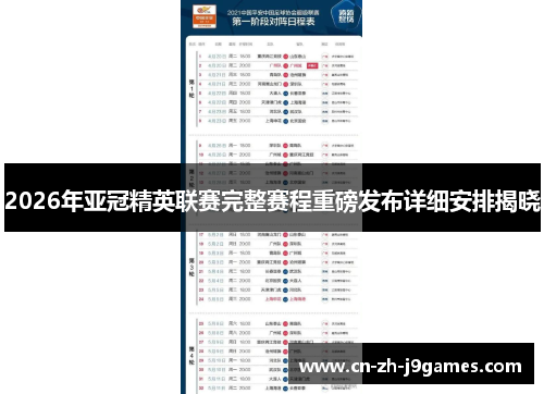 2026年亚冠精英联赛完整赛程重磅发布详细安排揭晓